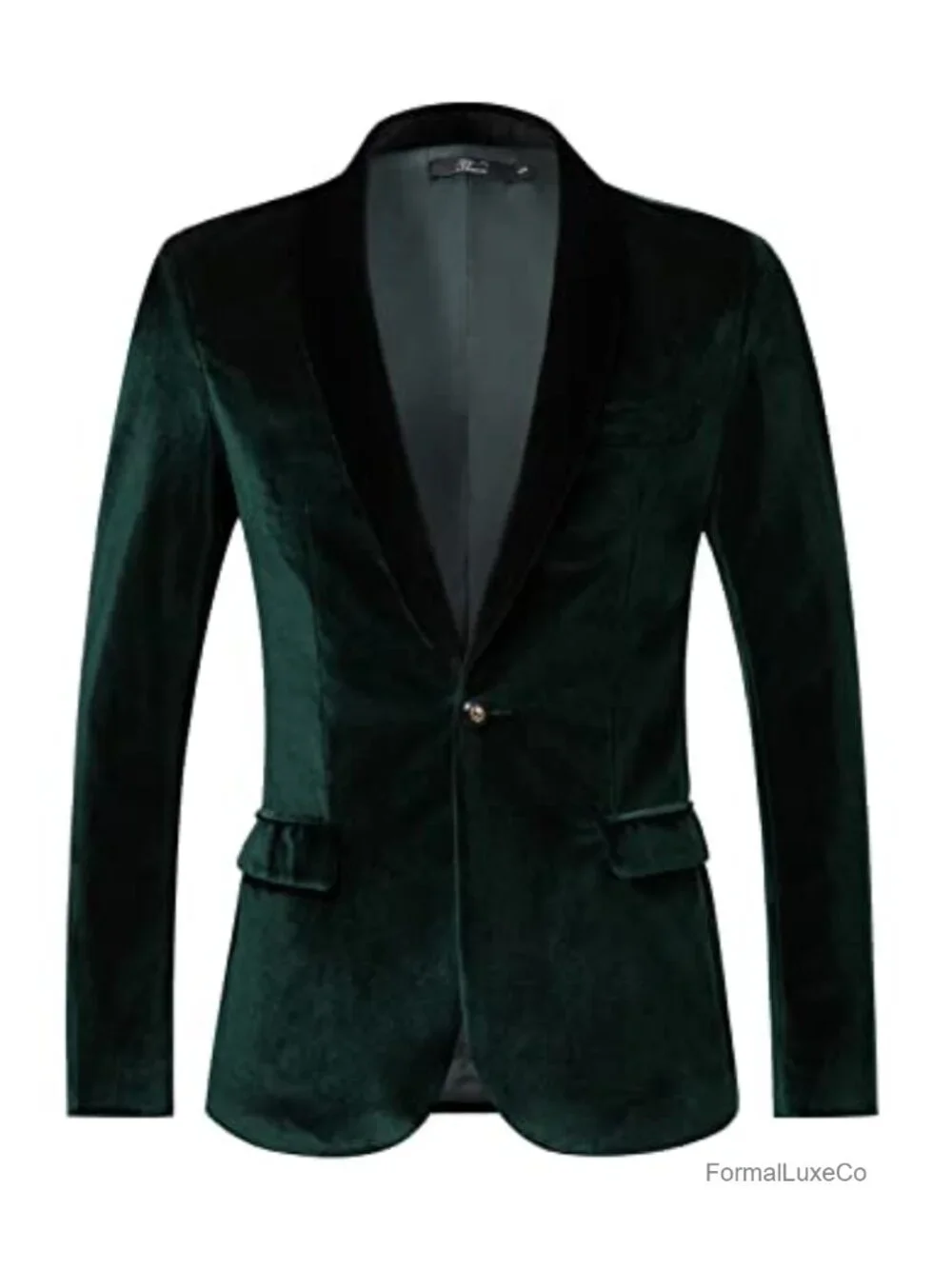Men's Velvet Blazer Slim-Fit One Button Sport Coat Wedding Dinner